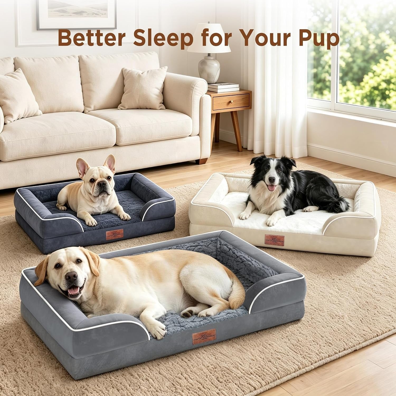 comfort-expression-orthopedic-dog-bed-for-extra-large-dogs-with-bolster-waterproof-dog-couch-bed-with-washable-cover-non-slip-bottom-supportive-egg-crate-foam-xl-pet-bed-42x30-inch