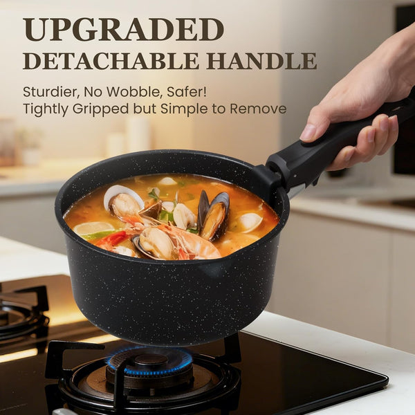 Nonstick Pots and Pans Set - 20 Pack  Stackable Cookware Set with Detachable Handle, RV Kitchen Cooking Set with Removable Handles - Oven Safe, Induction Ready (Black)4