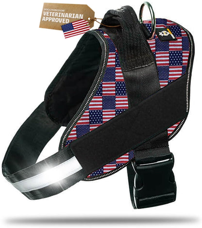 DOGGYKINGDOM No Choke Dog Harness with Handle and Patch Panels, Adjustable Reflective Dog Vest for Small Sized Dog, Blue, S14