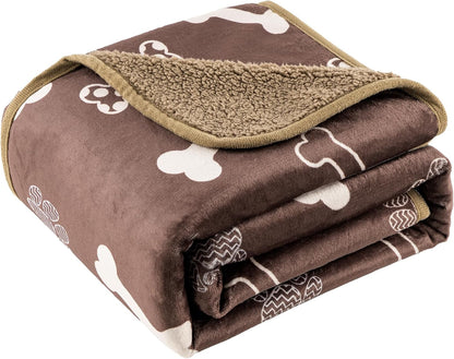 Washable Waterproof Dog Blankets for Large Dogs, 50"X60" Black | Soft Fluffy Pet Blanket for Couch Sofa Car Crate, Bed Furniture Protector, Reversible Sherpa Fleece Dog Blanket, Paw Pattern13