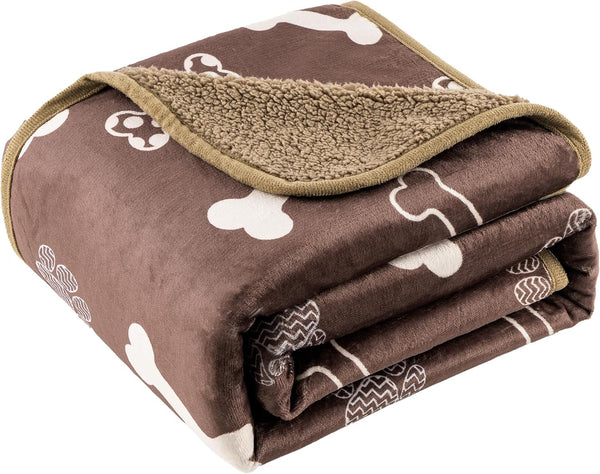 Washable Waterproof Dog Blankets for Large Dogs, 50"X60" Black | Soft Fluffy Pet Blanket for Couch Sofa Car Crate, Bed Furniture Protector, Reversible Sherpa Fleece Dog Blanket, Paw Pattern13