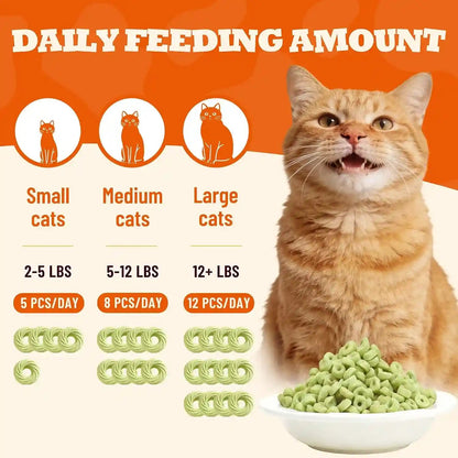 8 Oz Cat Grass Treats - Hairball Control & Catnip Flavor | Salmon, Catnip, Barley Grass. Crunchy for Teeth & Breath. Fiber for Hairballs & Digestion. Great Daily Training Treat.4