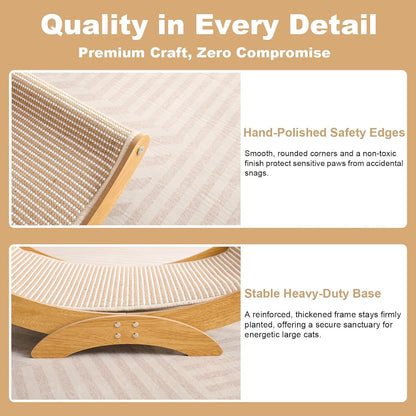 Large Cat Scratcher Bed, Wood Cat Couch & Sisal Scratching Board, Sturdy Cat Hammock & Scratch Pad Lounge for Indoor Cats, Multi-Cat Furniture for Deep Sleep4