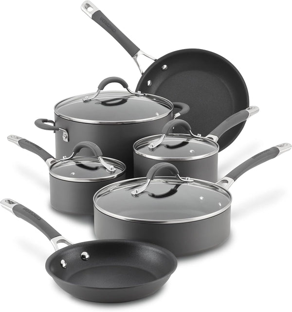 Radiance Hard-Anodized Nonstick Cookware Set, Kitchen Pots and Pans Set, 10-Piece, Gray13