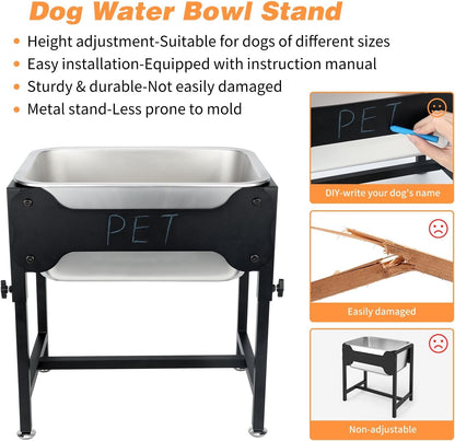 3 Gallon Elevated Dog Water Bowl, Raised Stand for Large Dogs | 4 Adjustable Heights, 9.65-15.16 in Stand, 3 Gallon Bowl, 14 X 10.6 X 5.9 in Size, Indoor Outdoor Use, Easy to Clean7