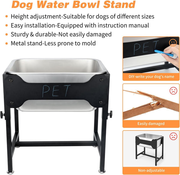 3 Gallon Elevated Dog Water Bowl, Raised Stand for Large Dogs | 4 Adjustable Heights, 9.65-15.16 in Stand, 3 Gallon Bowl, 14 X 10.6 X 5.9 in Size, Indoor Outdoor Use, Easy to Clean7