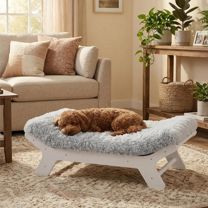 Muihood Elevated Wooden Dog Bed with Foam Mattress, Walnut, Large | Raised Dog Bed with Washable Cover, Supportive Foam Mattress, Perfect for Large Dogs and Indoor Living13