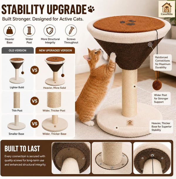 Casamila Espresso Martini Cat Scratcher 20", Cat Scratching Post, Cat Scratching Tree, Cat Post, Scratching Post for Indoor Cats, Modern Cat Tree with Bed, Martini Cat Tree, Cute Novelty Cat Post4
