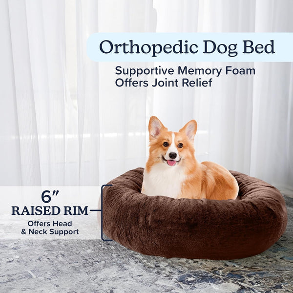 PETMAKER Dog Bed - Donut Pet Bed for Medium Pets - Dog Bed with Removable Washable Cover and Anti-Slip Bottom - Puppy Essentials (Dark Brown)4