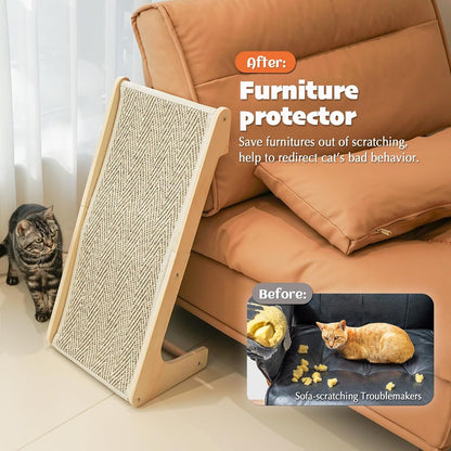 PETKARAY Sisal Cat Scratcher Ramp, L Shaped Scratching Post and Scratch Pad for Indoor Cats, Couch Furniture Protector, Chevron4