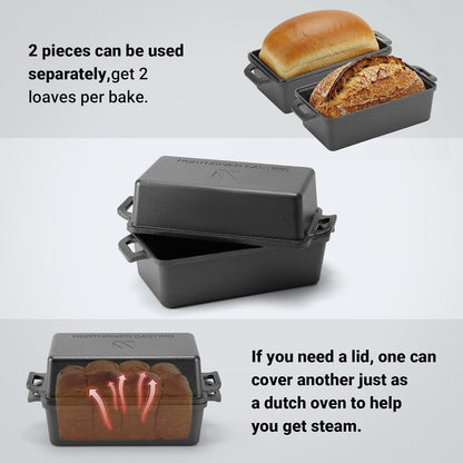 9×5 Inch Cast Iron Loaf Pan with Lid | Bread Baking Pan | Even Heat Distribution for Homemade Bread, Cake, and Meatloaf | 2 Piece Set5