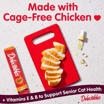 Delectables Squeeze up Creamy Squeezable Puree, Lickable Wet Cat Treats, Grain Free, No Added Fillers, No By-Products, No Added Preservatives, 0.5 Ounces Senior Chicken, 32 Tubes Total2
