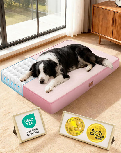 Ohgeni Orthopedic Waterproof Large Dog Bed, Memory Foam, 41 Inch(Gray) | Machine-Washable Removable Cover in Easy-Clean Fabric, Reversible Memory Foam & Easy-Carry Handle, Suitable for Crate12