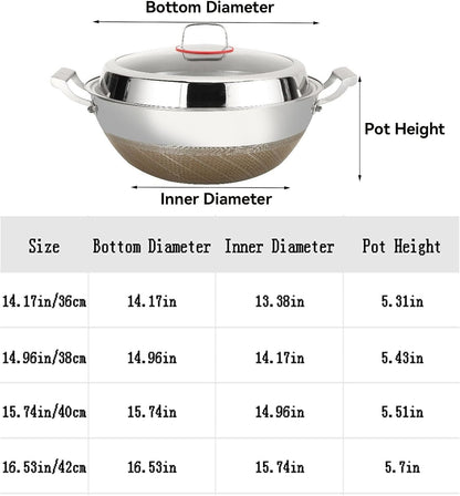 Titanium Hammered Wok with Double Handles, 2026 New Frying Pans Nonstick, Non-Stick Wok, Scratch-Resistant Non Stick Titanium Pans for Cooking,With Lid,14.17In8