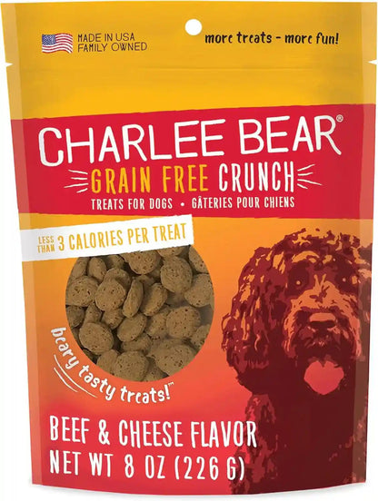 Charlee Bear Crunch Grain Free Dog Treats, Bacon and Blueberry, 8 Ounce Resealable Bag, Low Calorie Training Treats for Dogs, Limited Ingredient, Healthy, Crunchy Dog Snacks, Made in USA10