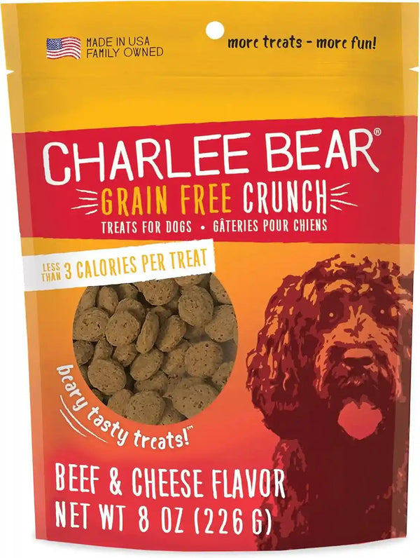 Charlee Bear Crunch Grain Free Dog Treats, Bacon and Blueberry, 8 Ounce Resealable Bag, Low Calorie Training Treats for Dogs, Limited Ingredient, Healthy, Crunchy Dog Snacks, Made in USA10