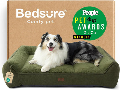 Bedsure Supportmax™ XL Orthopedic Dog Beds Large Sized Dog - Extra Thick Supportive Dogs Couch with Waterproof Washable Cover, Extra Large Comfort Pet Sofa with Soft Sherpa & Nonskid Bottom, Grey, 42"11