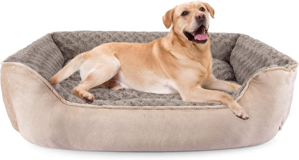 JOEJOY Rectangle Dog Bed for Large Medium Small Dogs - Washable Orthopedic Sofa Bed, Soft Breathable Puppy & Pet Cuddler, Durable Calming Dog Bed with Anti-Slip Bottom, Multiple Sizes, Beige15