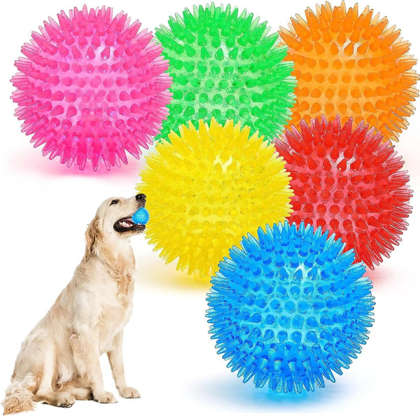Dog Balls 4.5” Squeaky Dog Toys Spikey Ball for Aggressive Chewers Heavy Duty Teething Large Medium Durable Dogs Balls (4 Pack)9