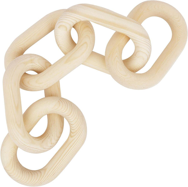 Wood Chain Link Decor, 5-Link Wooden Decorative Chain Home Decor Accents, Coffee Table Decor, Shelf Decor Aesthetic, Bookshelf Table Decorative Objects for Living Room, Housewarming Gifts1