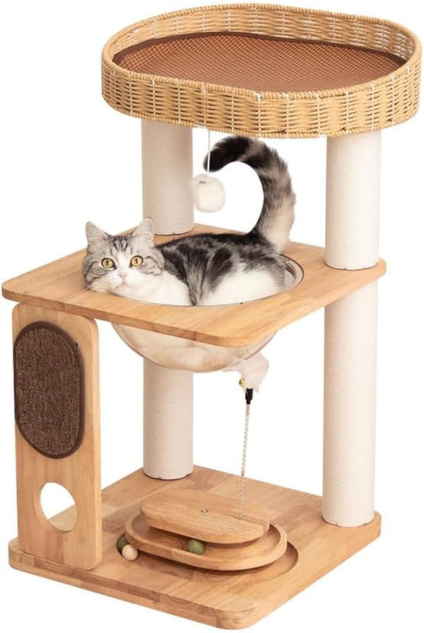 Modern Cat Tree for Large Cats, Modern Cat Tree Tower with Wide Shelves Cotton Scratching Posts, Super Sturdy Base, Cozy Perches, and Interactive Toys for Indoor Kittens 31-Inch22