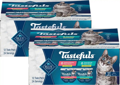 Blue Buffalo Tastefuls Savory Singles Variety Pack, Wet Cat Food in Gravy, 2.6-Oz. Twin-Pack Trays, Chicken & Turkey Entreé (12 Count)13