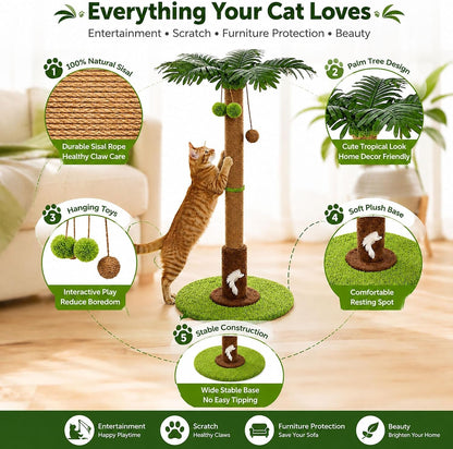 RPZ Cat Scratching Post, Sisal Scratcher with Toys for Indoor Cats | Protects Furniture While Satisfying Natural Scratching Instincts. Durable Sisal Post with Interactive Toys for Daily Play.4
