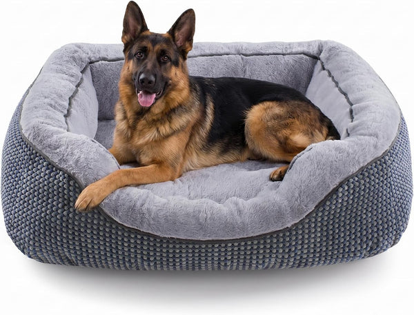 INVENHO Medium Dog Beds for Medium Dogs Washable, Rectangle Dog Bed Medium Size Dog, Orthopedic Dog Bed, Warming Soft Calming Sleeping Puppy Bed Durable Pet Bed with Anti-Slip Bottom M(30"X24"X9")27