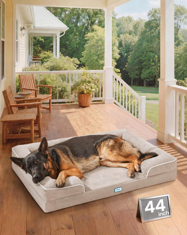 Ohgeni Orthopedic Extra Large Dog Bed Couch, Memory Foam, 44-Inch (Gray) | Waterproof Pet Bed with Machine-Washable Removable Cover & Soft Comfortable Fabric19