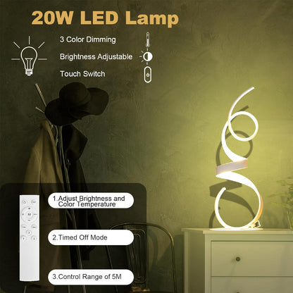 20W 2700LM 3 Colors Dimmable LED Art Table Lamp 21.4 Inch with Touch Switch for Living Room,Bedroom (White)4
