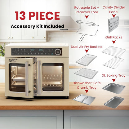 Ultra-Premium Dual-Zone Stainless Steel Air Fryer Toaster Oven Combo, Extra Large 32QT French Door Convection Oven with Next-Gen Patent Technology, 13 Accessories, Rotisserie, Sync Finish6