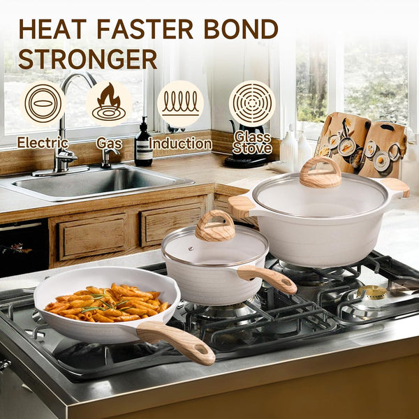 23Pcs Pots and Pans Set Non Stick, White Cookware Sets for Kitchen | Induction Cooking Set W/Frying Pans, Saucepans, Sauté & Griddle & Crepe Pan, Induction Cooking Pots (PFOA/PFAS Free)6