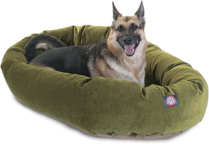 Majestic Pet 40 Inch Micro Velvet Calming Dog Bed Washable – Cozy Soft round Dog Bed with Spine for Head Support - Fluffy Donut Dog Bed 40X29X9 (Inch) – round Pet Bed Large – Pearl18