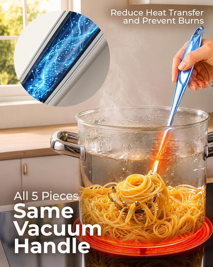 Stainless Steel 5 Piece Cooking Utensil Set | Stainless Steel Kitchen Utensil - Durable Kitchen Gadgets - Metal Kitchen Accessories - Easy to Clean Tools - 5 Piece Set7