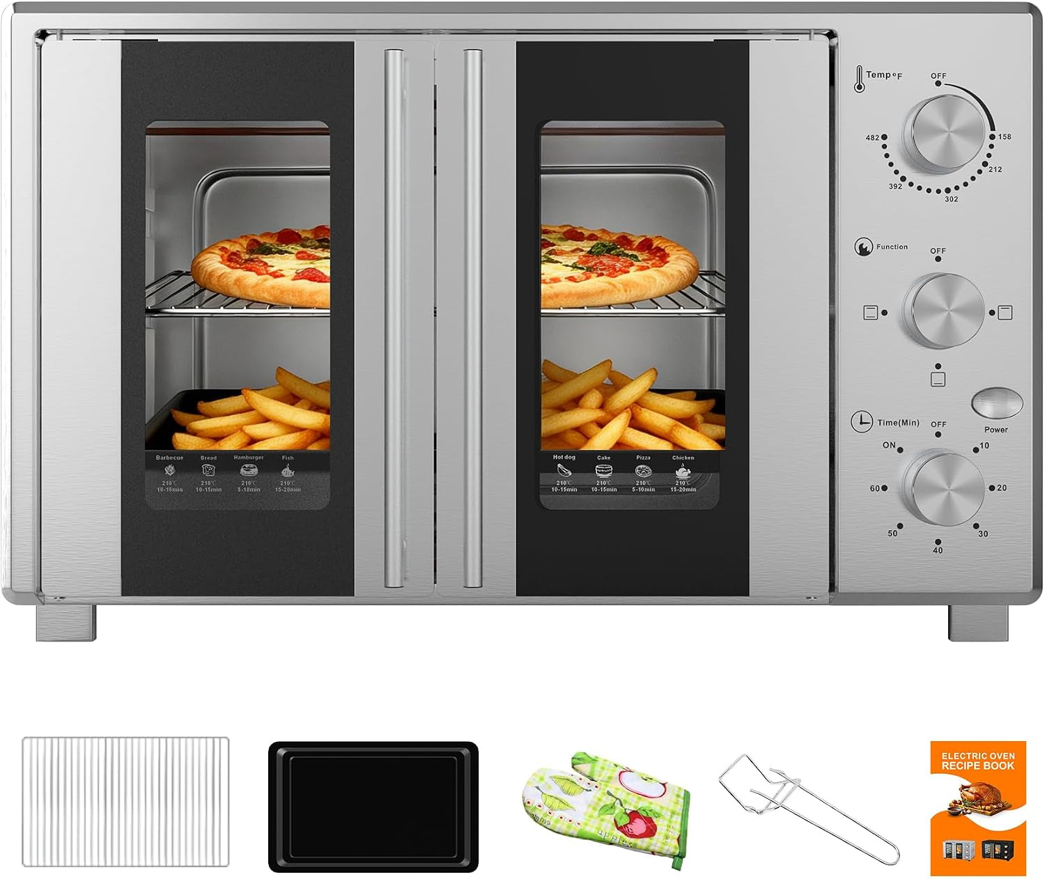 8-in-1-french-door-countertop-toaster-oven-compact-countertop-oven-with-infrared-speedheat-for-bake-broil-toast-fits-12-pizza-38l-capacity-158-482-f-temp-controls-60-min-timer-silver