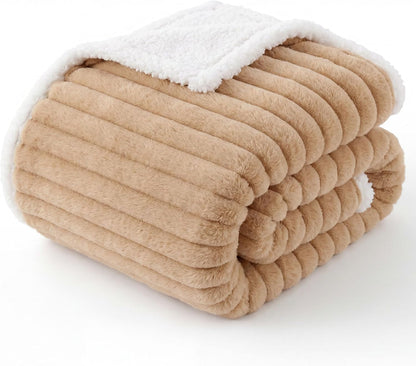 Bedsure Comfyfleece™ Waterproof Dog Blankets for Large Dogs,50X60 Cream | Soft Plush Couch Cover,Washable Corduroy Fleece for Furniture Protector,Cozy Calming Reversible Pet Blanket for Senior Dogs13