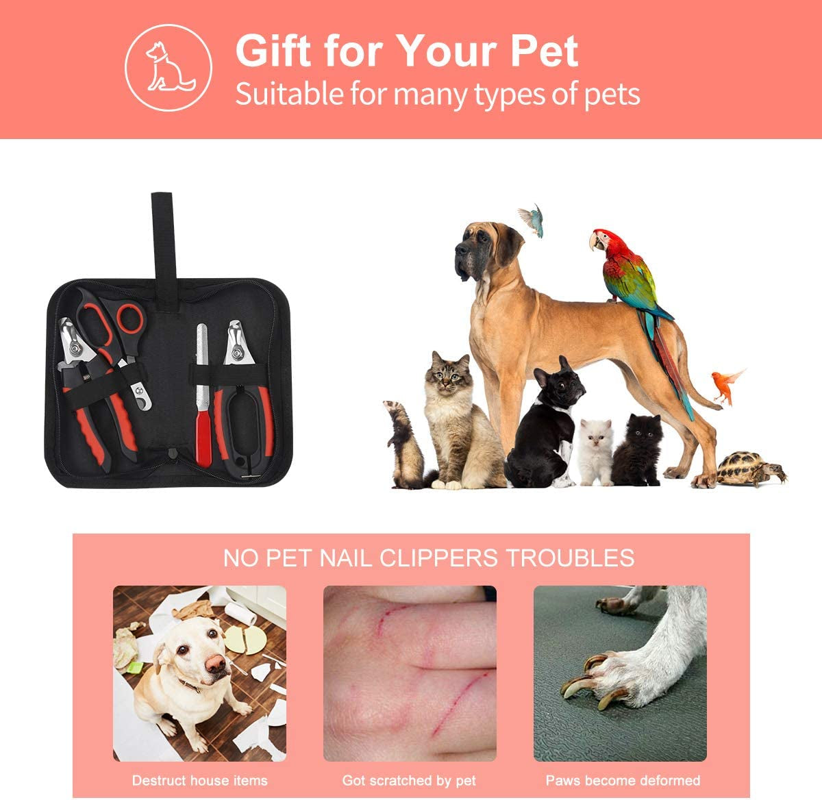 dog-nail-clippers-trimmer-set-quick-safety-guard-to-avoid-over-cutting-stainless-steel-razor-sharp-blades-sturdy-non-slip-handles-storage-case-and-nail-file-professional-pet-grooming