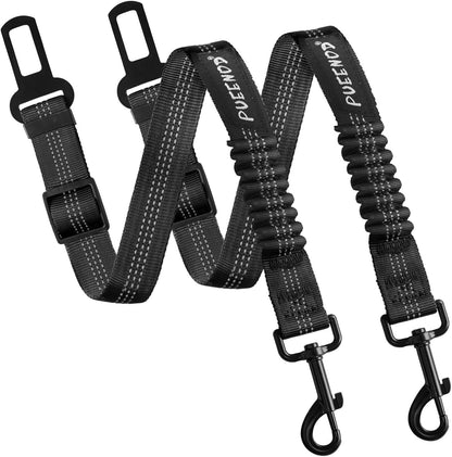 2 Pack Dog Seat Belt Adjustable Dog Car Seatbelts for Vehicle Nylon Pet Safety Seat Belt with Elastic Bungee Buffer Reflective & Durable Car Harness for Dogs7