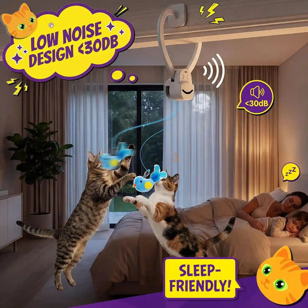 Interactive Cat Toys for Indoor Cats: Automatic Flying Bird Feather Wand Chase Exercise Enrichment Stimulation, USB Rechargeable Durable Safe Hanging Toy for Bored Kittens Adult Multi Cat Households6