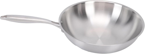Stir Fry Pan, 304 Stainless Steel Wok, Multi Layer Composite Non Stick Cooking Pan, Flat Bottom Induction Ready for Gas Electric Stoves, Chinese Stir Fry Home Cooks (32CM)1