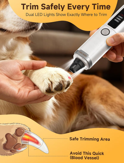Dog Nail Grinder Whisper Quiet & Safe for Sensitive Dogs and Cats | Low Vibration Pet Nail Trimmers, 3-Speed, LED Lights, 8 Hours Runtime, Rechargeable Ergonomic Grooming for All Sizes & Breeds4