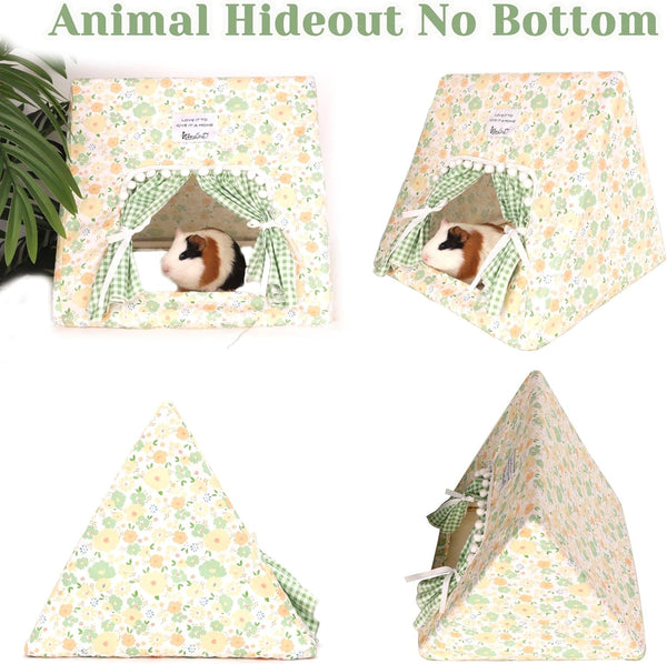 Jenvd Guinea Pig Hideout Large with Curtain, Machine Washable Bunny Hideout | Bottomless Guinea Pig Hide Tent Houses & Habitats, Easy-Clean Small Animal Hideout for Pet Rabbit, Rat, Chinchilla, Squirrel3