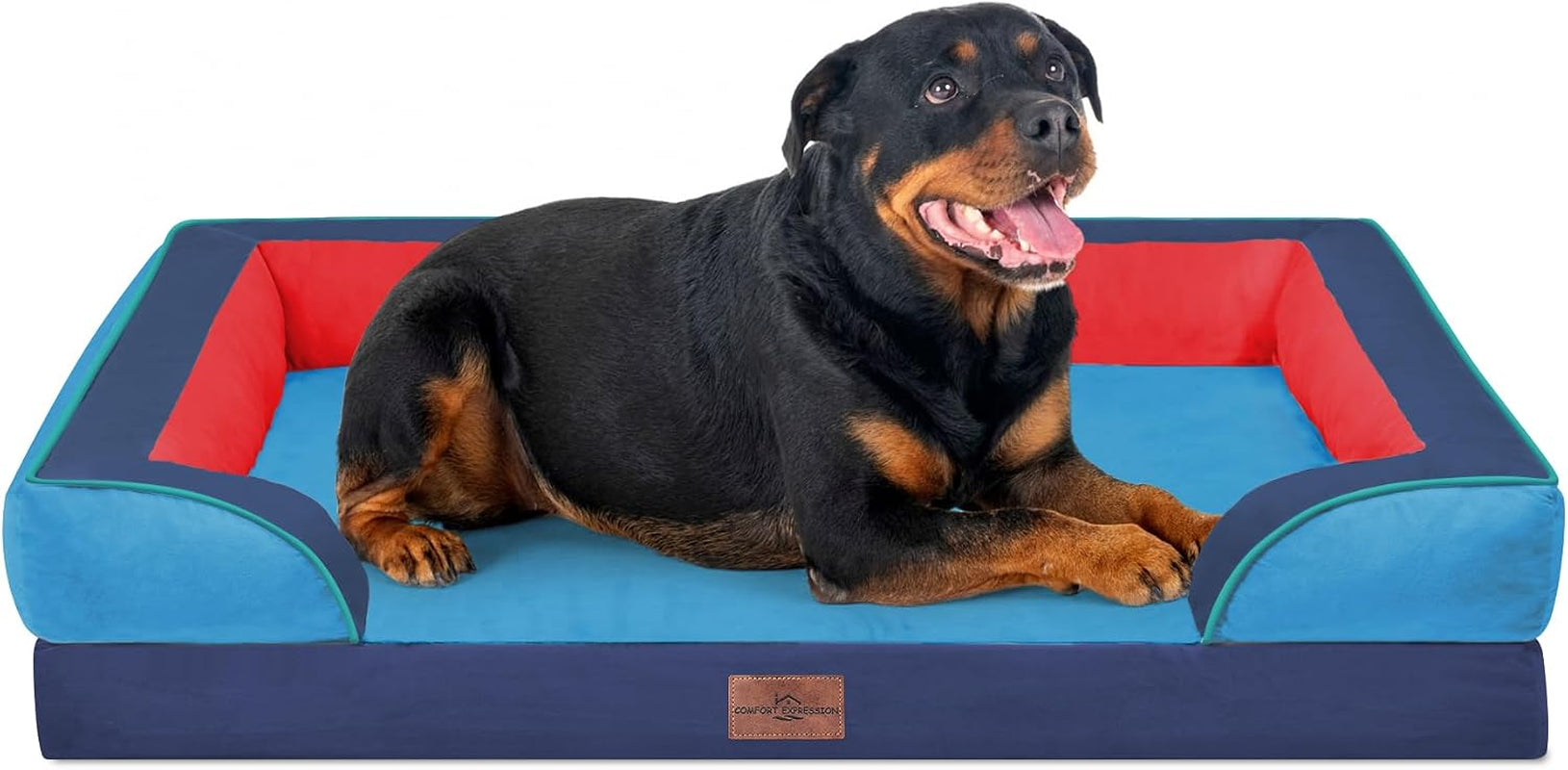comfort-expression-orthopedic-dog-bed-for-extra-large-dogs-with-bolster-waterproof-dog-couch-bed-with-washable-cover-non-slip-bottom-supportive-egg-crate-foam-xl-pet-bed-42x30-inch