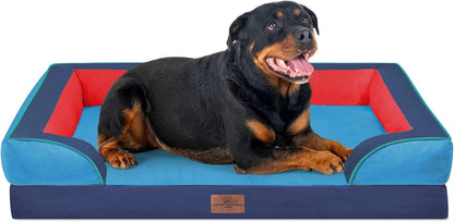 Comfort Expression Orthopedic Dog Bed for Extra Large Dogs with Bolster | Waterproof Dog Couch Bed with Washable Cover & Non-Slip Bottom, Supportive Egg Crate Foam XL Pet Bed, 42X30 Inch126