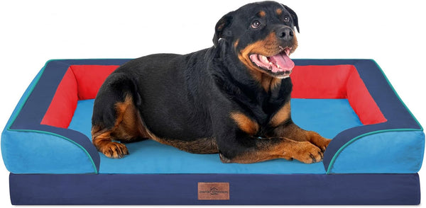 Comfort Expression Orthopedic Dog Bed for Extra Large Dogs with Bolster | Waterproof Dog Couch Bed with Washable Cover & Non-Slip Bottom, Supportive Egg Crate Foam XL Pet Bed, 42X30 Inch126