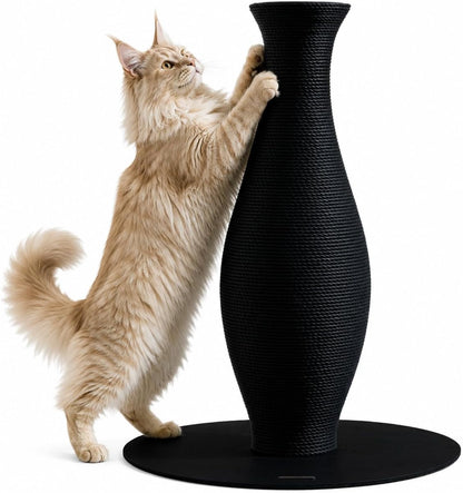 Furrytail Cat Scratching Post for Indoor Cats, Neck Vase Cat Scratcher with Paper Rope, Modern Aesthetic Cat Tree, Cute Decorative Cat Furniture, Unique Cat Scratcher, 22'', Black1