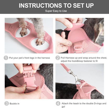 Fida Cat Harness and Leash Set for Walking Kitten and Puppy, Escape Proof Kitten Harness with Breathable Lightweight Soft Mesh, Adjustable Reflective Step-In Design. (XXXS, Pink)5