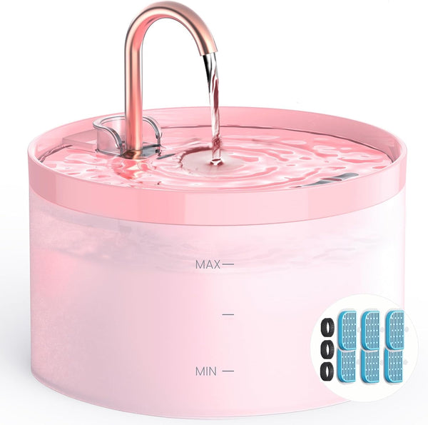 Cat Water Fountain: Dog Bowl Fountains - Automatic Pet Dispenser - Dogs Drinking Waterer Bowls Indoor - Auto Watering Dish Supplies - Easy Cleaning Animal Machine - Quiet 67Oz/2L Kitty Drink Fountain12