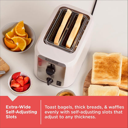 BLACK+DECKER 2-Slice Toaster with Extra-Wide Slots, Baked Stone | Extra-Wide Toaster with 7 Shade Settings, Bagel Mode, Frozen Function and Removable Crumb Tray.7