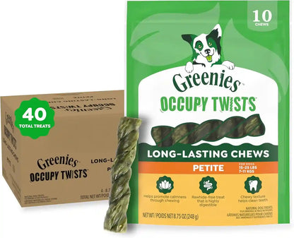 Greenies Occupy Twists Petite Breed Dog Treats, Chicken Flavor, 10 Count | for Dogs 15-25 Lbs, Rawhide-Free, Promotes Calmness, Helps Clean Teeth, Reduces Plaque, Highly Digestible, 8.75 Oz11
